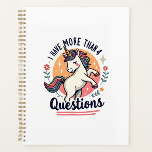 Ich habe mehr als 4 Fragen Vintage Einhorn Retro Planer
