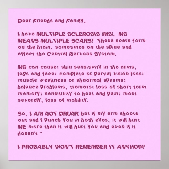 Ich habe MEHRERE SCLEROS... Poster (Vorne)