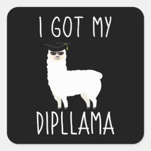 Ich habe mein Diplom lustiges Abschluss-Lama Pun G Quadratischer Aufkleber