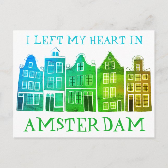 Ich habe mein Herz in Amsterdam Links, Holland Can Postkarte (Vorderseite)