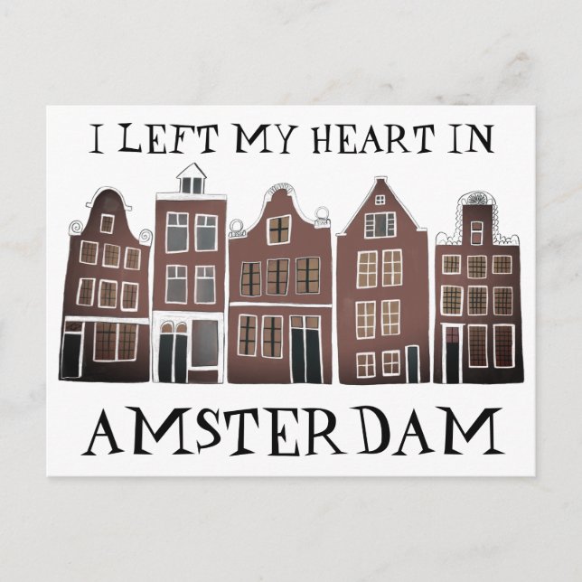 Ich habe mein Herz in Amsterdam Links, Holland Can Postkarte (Vorderseite)