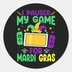 Ich habe mein Spiel für Mardi Gras Video Gamer Men Runder Aufkleber