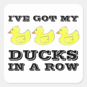Ich habe meine Enten in einem Gummikleber Got Quadratischer Aufkleber
