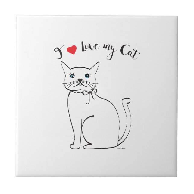 Ich habe meine Katze Liebe, Niedlich, Cool Fliese (Vorderseite)