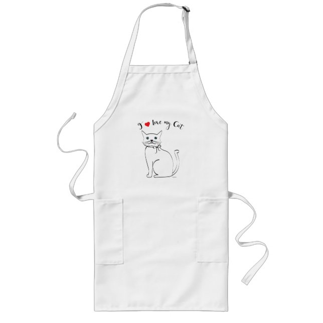 Ich habe meine Katze Liebe, Niedlich, Cool Lange Schürze (Vorne)