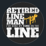 Ich habe meine Zeit auf der Linie erschöpft Linema Runder Aufkleber<br><div class="desc">Ich habe meine Zeit auf der Linie geerbt Lineman Electrician Geschenk. Perfektes Geschenk für Ihren Vater,  Mama,  Papa,  Männer,  Frauen,  Freunde und Familienmitglieder am Erntedank Tag,  Weihnachten,  Muttertag,  Vatertag,  4. Juli,  1776 Unabhängiger Tag,  Veteranen Tag,  Halloween,  Patrick's Day</div>