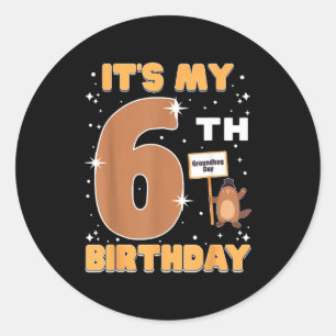 Ich habe meinen 6. Geburtstag Murmeltiertag 6 Jahr Runder Aufkleber