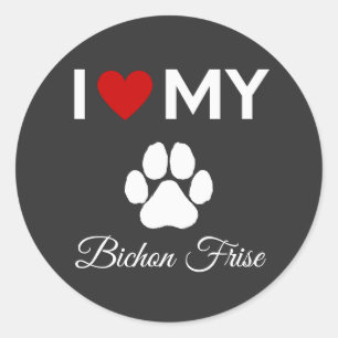Ich habe meinen Bichon Frise-Hund-Sondertext Liebe Runder Aufkleber