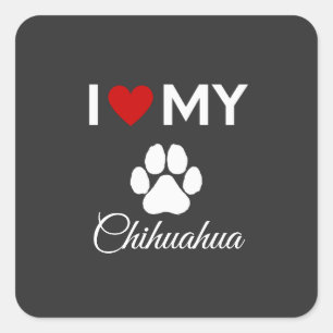 Ich habe meinen Chihuahua-Sondertext Liebe Quadratischer Aufkleber