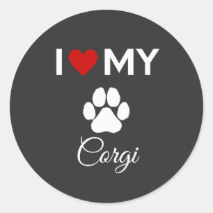 Ich habe meinen Corgi-Hund-Sondertext Liebe Runder Aufkleber