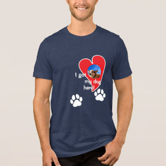 Ich habe meinen Hund hier got! Foto Custom - Dark Tri-Blend Shirt
