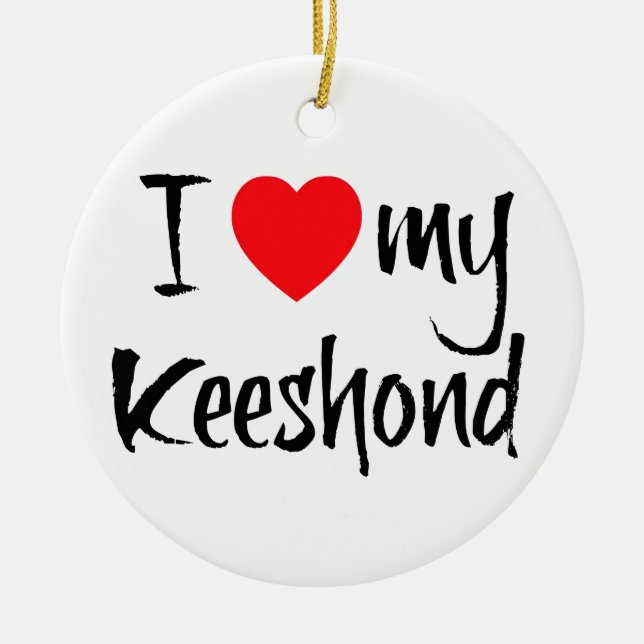 Ich habe meinen Keeshond Hund gehört Keramikornament (Vorne)