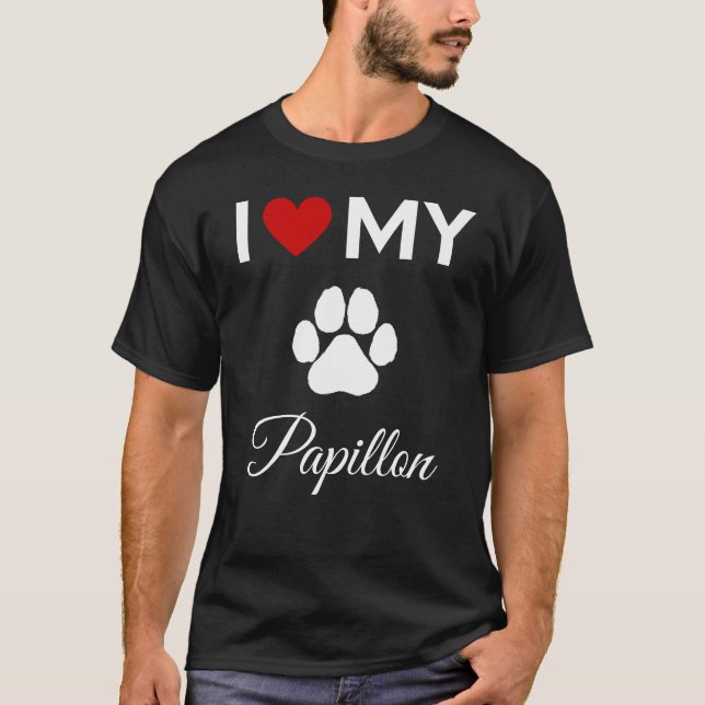 Ich habe meinen Papillon-Hund-Sondertext Liebe T-Shirt (Vorderseite)