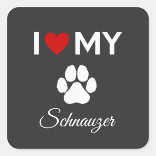 Ich habe meinen Schnauzer-Hund-Sondertext Liebe Quadratischer Aufkleber