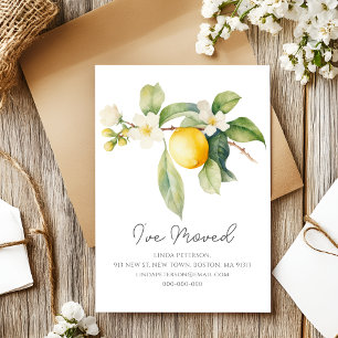 Ich habe mich bewegt   Lemon Blossom neue Adresse Ankündigungspostkarte