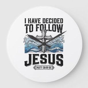 Ich habe mich entschieden, Jesus Vintage-Shirt zu Große Wanduhr