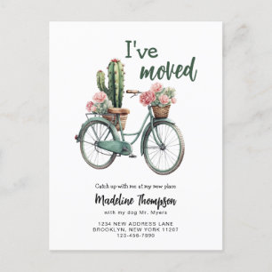 Ich habe mich mit dem Floral Cactus Bicycle Waterc Ankündigungspostkarte