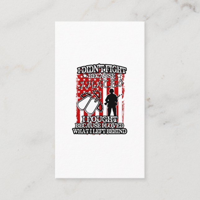 Ich habe nicht gekämpft, weil ich es hasste, weil  visitenkarte (Vorderseite)