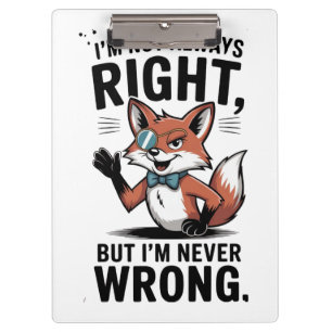 "Ich habe nicht immer recht, aber ich habe nie Unr Klemmbrett
