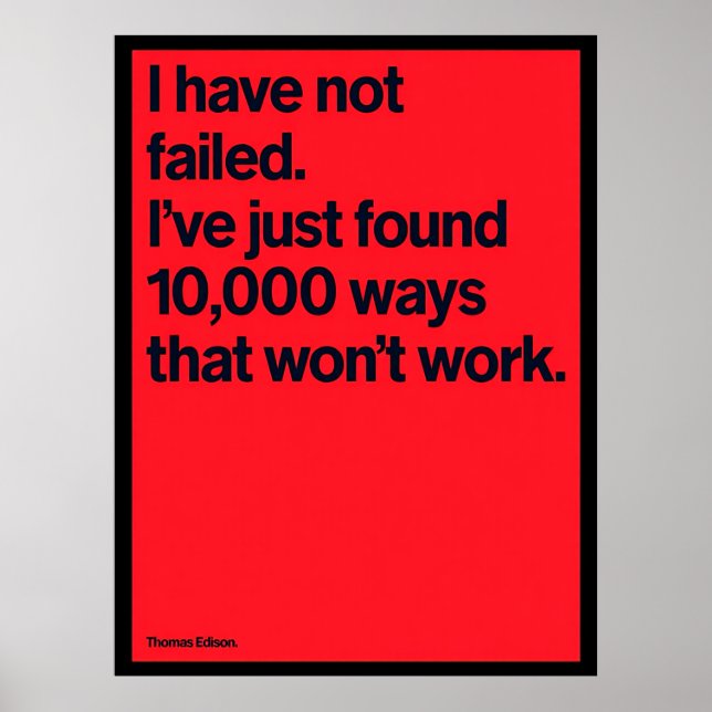 „Ich habe nicht versagt“ Thomas Edison Zitat Poste Poster (Vorne)
