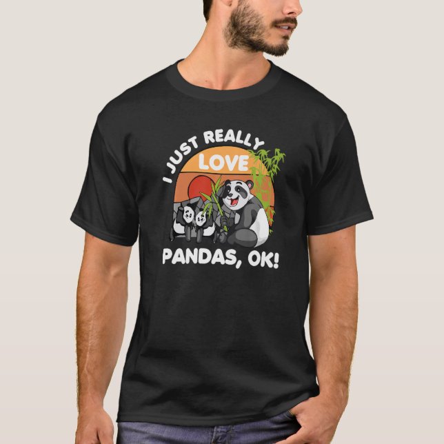 Ich habe nur wirklich Liebe Pandas Ok Tierbär Retr T-Shirt (Vorderseite)