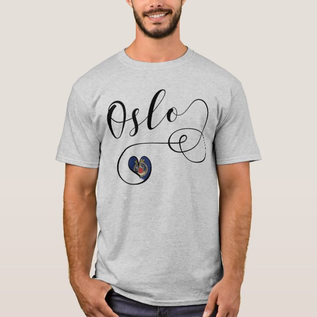 Ich habe Oslo, Norwegen, Oslo Flag T-Shirt (Vorderseite)