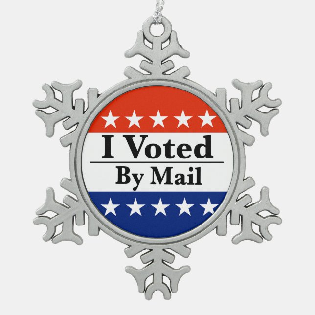 Ich habe per Post abgestimmt Schneeflocken Zinn-Ornament (Vorderseite)