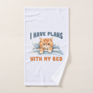 Ich habe Pläne mit meinem Bett - Cosy Orange Cat Badhandtuch Set