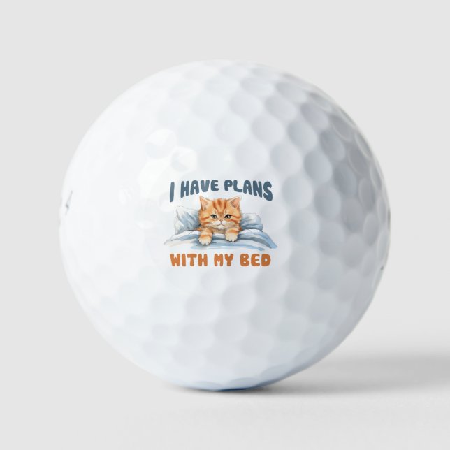 Ich habe Pläne mit meinem Bett - Cosy Orange Cat Golfball (Vorderseite)