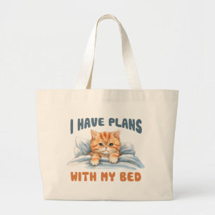 Ich habe Pläne mit meinem Bett - Cosy Orange Cat Jumbo Stoffbeutel