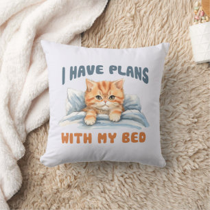 Ich habe Pläne mit meinem Bett - Cosy Orange Cat Kissen