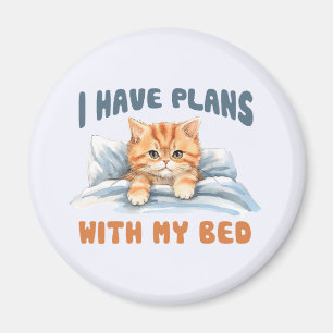 Ich habe Pläne mit meinem Bett - Cosy Orange Cat Magnet