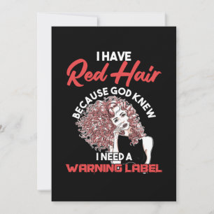 Ich habe Red Hair Warning Label Redhead Ginger Ges Einladung