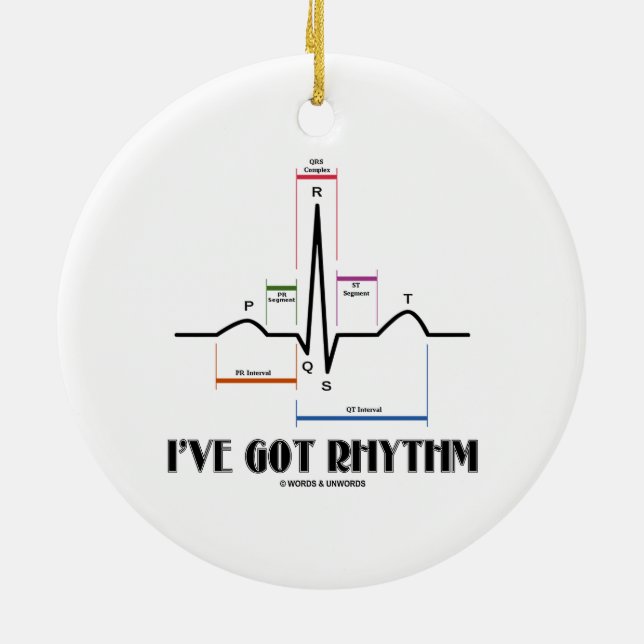 Ich habe Rhythm Got (EKG/EKG Heartbeat) Keramikornament (Hinten)
