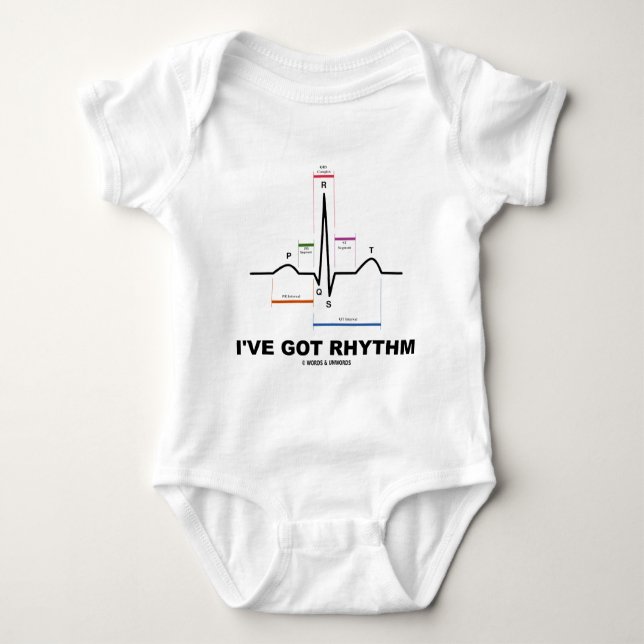 Ich habe Rhythmus (ECG - EKG Herz-Schlag) Baby Strampler (Vorderseite)
