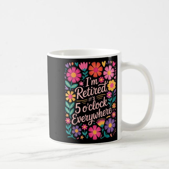 Ich habe seine 5 Ouhr überall geerbt, Boho Floral  Kaffeetasse (Rechts)