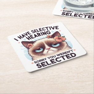 Ich habe selektives Gehör, lustiges Geschenk für K Rechteckiger Pappuntersetzer
