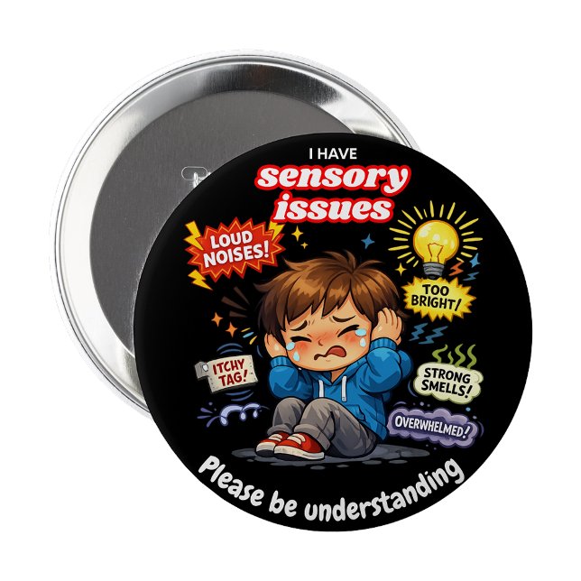 Ich habe sensorische Probleme Pin Button Abzeichen (I have sensory issues Pin Autism Badge)