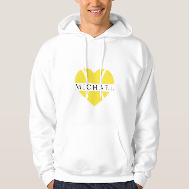 Ich habe Tennis Liebe Trainer Name Gelben Ball Hoodie (Vorderseite)