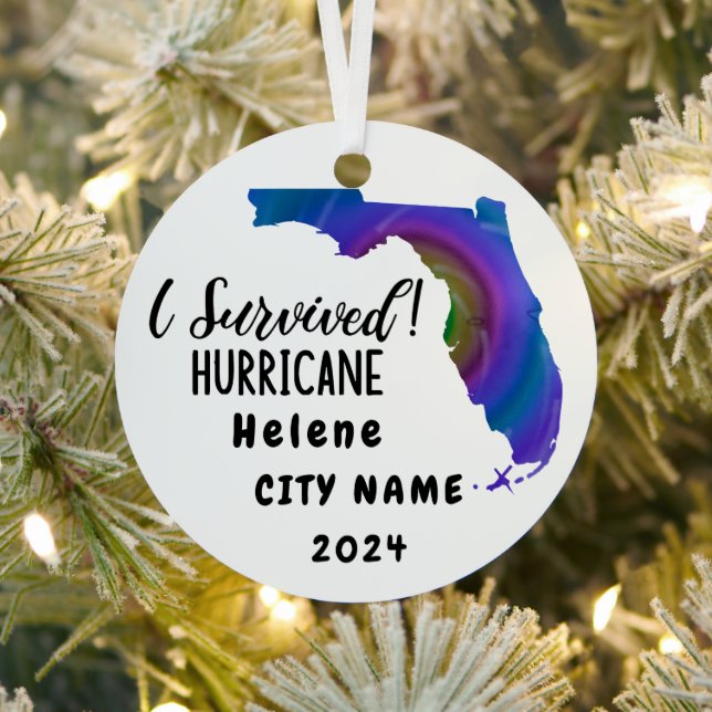 Ich habe überlebt! Hurrikane Helene Florida und St Ornament Aus Metall (InSitu)