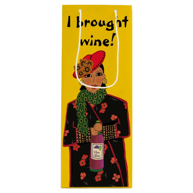 Ich habe Wein gemacht! Gelbe Weinbeutel Geschenktüte Für Weinflaschen (Vorderseite)