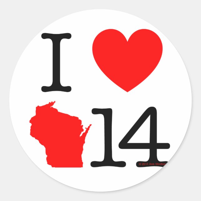 Ich habe Wisconsin 14 Runder Aufkleber (Vorderseite)