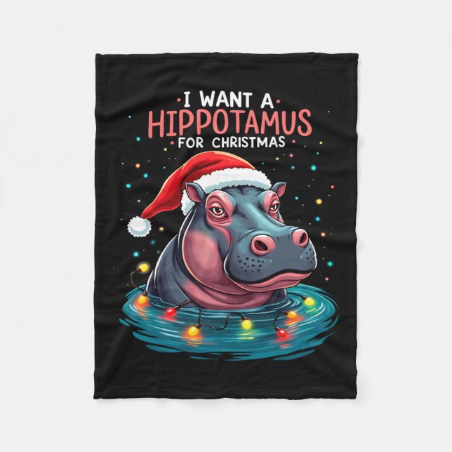 Ich habe zu Weihnachten 1 ein Hippopotamus Gewollt Fleecedecke (Vorderseite)
