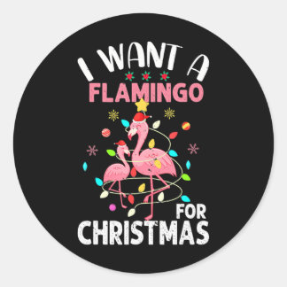 Ich habe zu Weihnachten einen Flamingo Gewollt Runder Aufkleber
