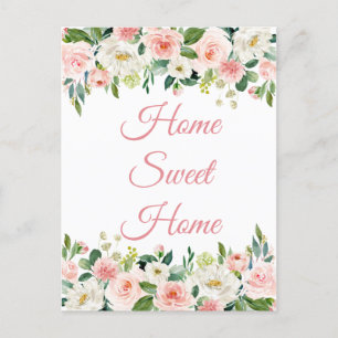 Ich habe Zuhause Sweet Zuhause Floral Postcard ver Postkarte