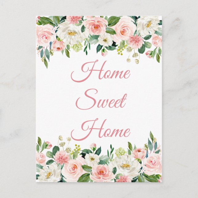 Ich habe Zuhause Sweet Zuhause Floral Postcard ver Postkarte (Vorderseite)