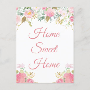 Ich habe Zuhause Sweet Zuhause Floral Postcard ver Postkarte