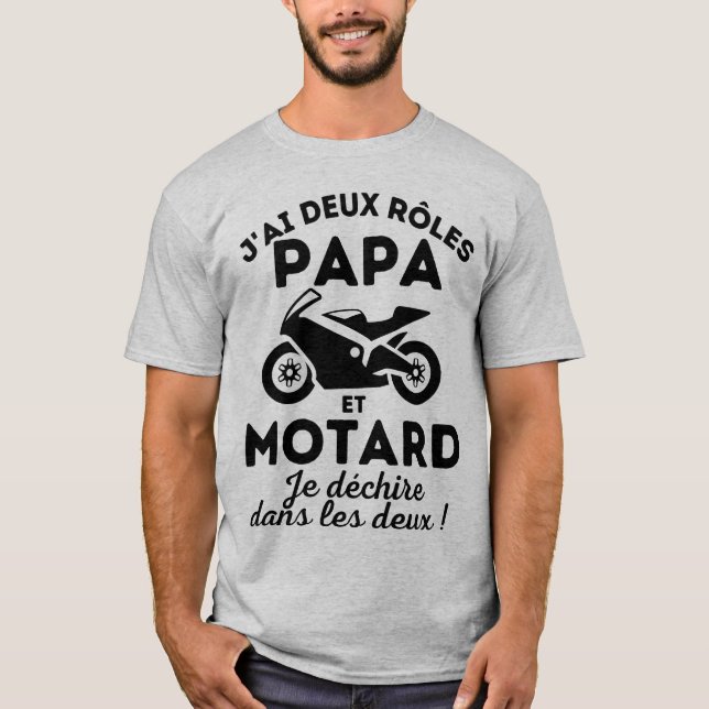 Ich habe zwei Rollen, Dad und Motard T-Shirt (Vorderseite)