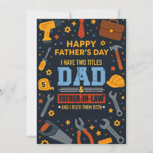 Ich habe zwei Titel Dad & Schwiegervater Ich rocke Einladung