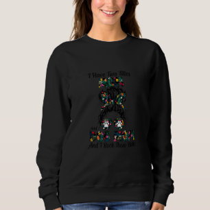 Ich habe zwei Titel Mama und Hund Mama Blumenhund Sweatshirt